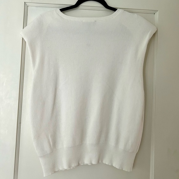 Express Cream White Shoulder Pad Sleeveless Knit Top - Picture 5 of 5